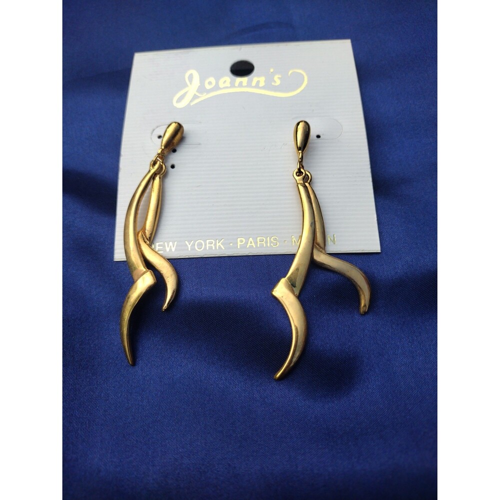 Joann's Vintage Dual Abstract Bars Gold Tone Earrings
